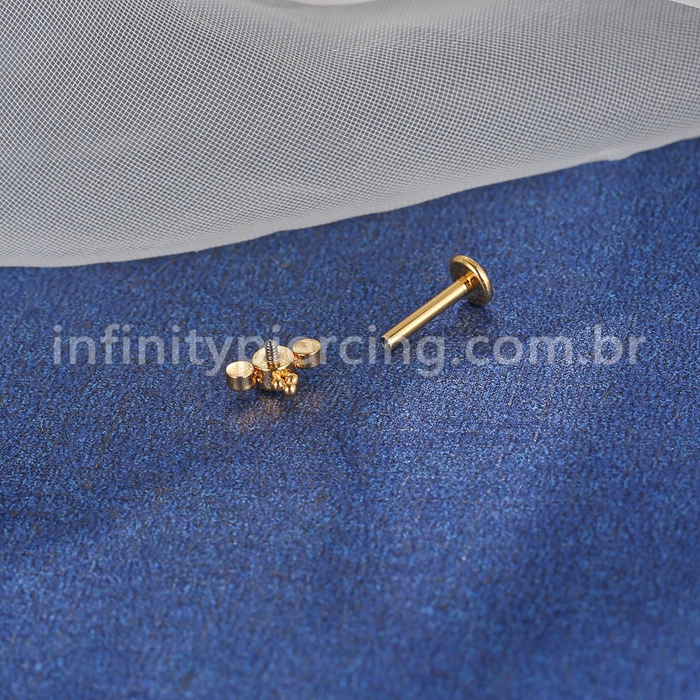 Piercing Labret Aço Cirúrgico Indiano Com Zircônia Cravada