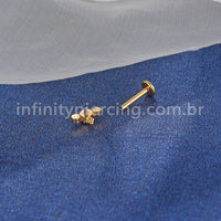 Piercing Labret Aço Cirúrgico Indiano Com Zircônia Cravada