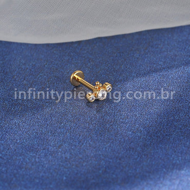 Piercing Labret Aço Cirúrgico Indiano Com Zircônia Cravada