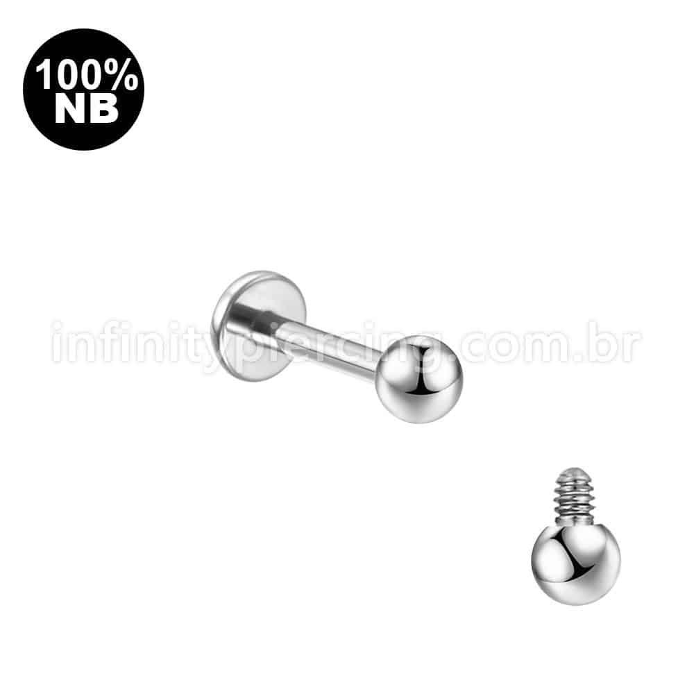 Piercing Labret Nióbio Rosca Interna