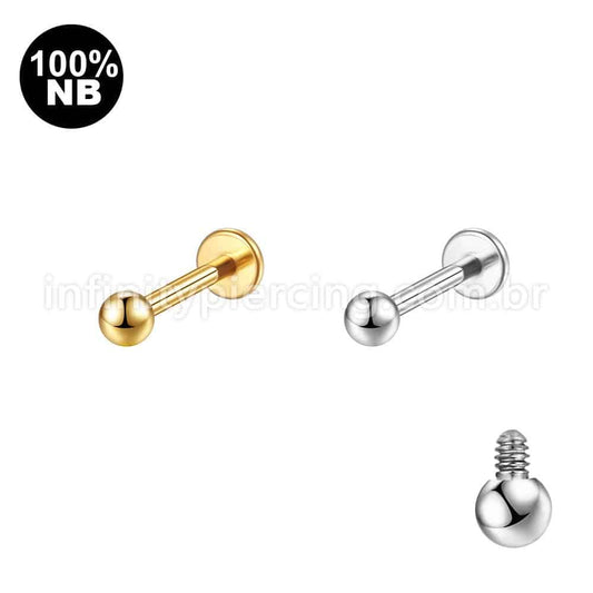 Piercing Labret Nióbio Rosca Interna