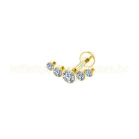 Piercing Labret Aço Cirúrgico Cluster 5 Zircônias