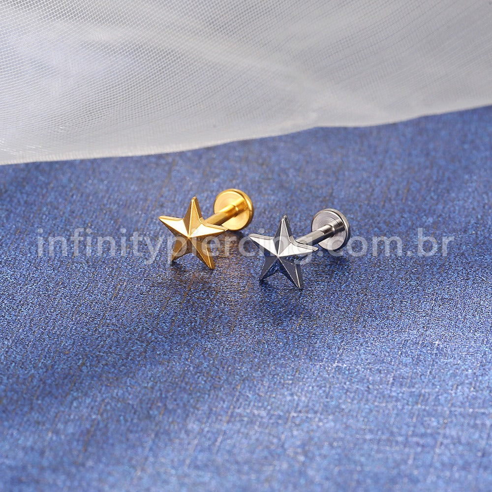 Piercing Labret Titânio Estrela