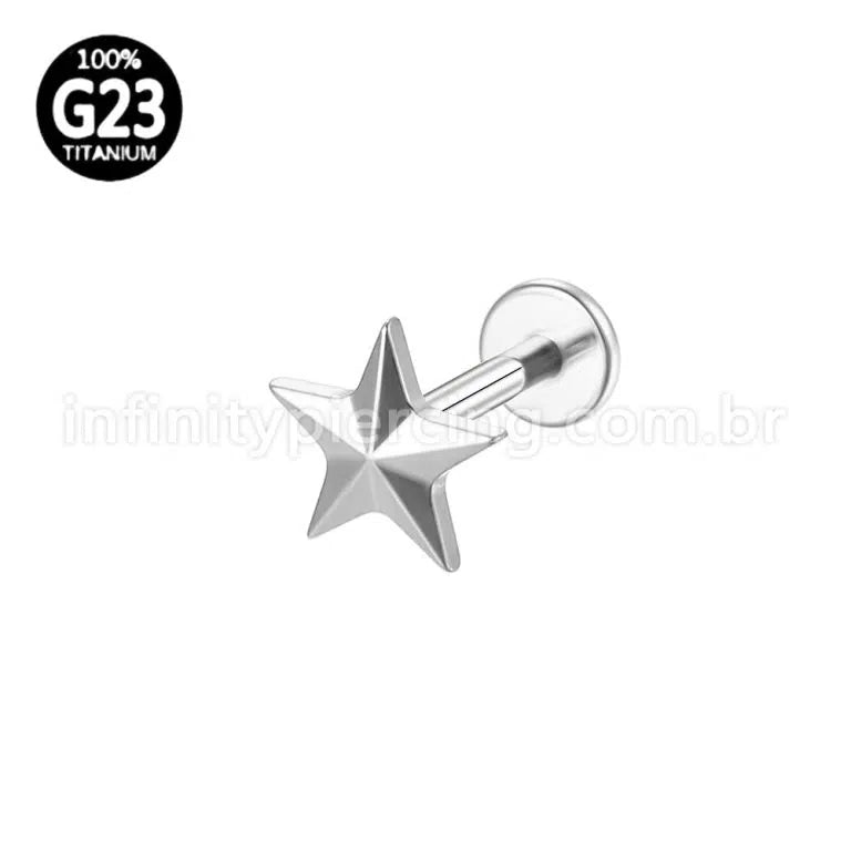 Piercing Labret Titânio Estrela