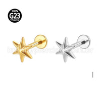 Piercing Labret Titânio Estrela 6 Pontas