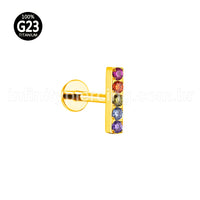 Piercing Labret Titânio Barra Zircônia Colorida