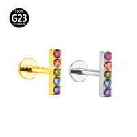 Piercing Labret Titânio Barra Zircônia Colorida