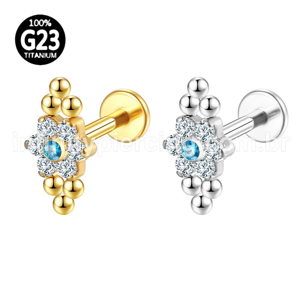 Piercing Labret Titânio Indiano Zircônia