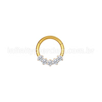 Piercing Argola Aço Cirúrgico 5 Zircônias Cravejada