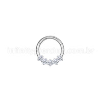 Piercing Argola Aço Cirúrgico 5 Zircônias Cravejada