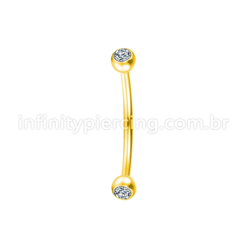 Piercing Microbell Curvo Aço Cirúrgico Zircônia Cravada