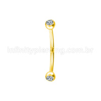 Piercing Microbell Curvo Aço Cirúrgico Zircônia Cravada