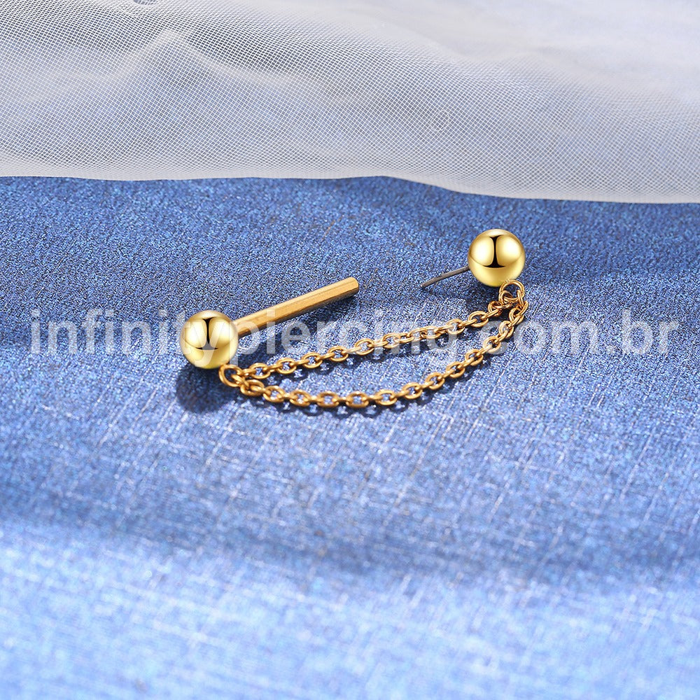 Piercing Barbell Titânio  Com Corrente