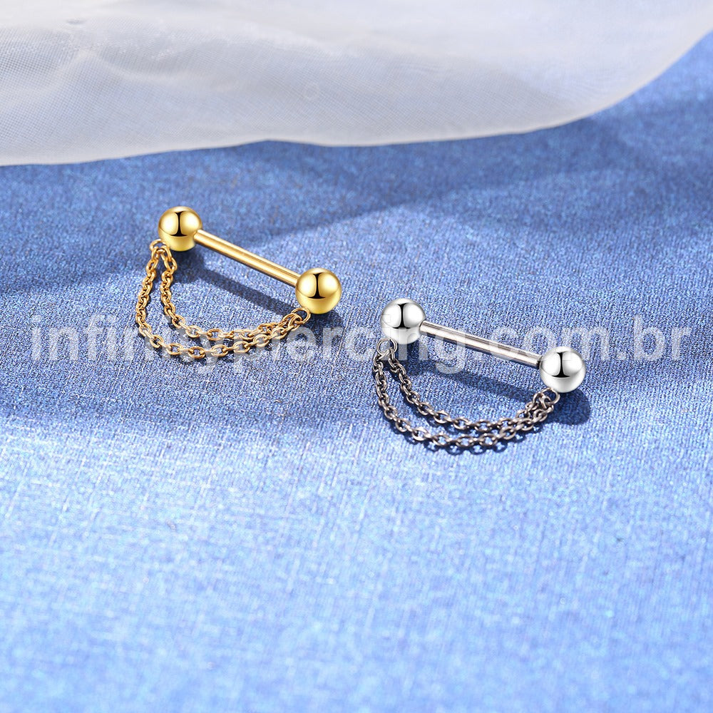 Piercing Barbell Titânio  Com Corrente