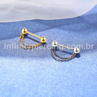 Piercing Barbell Titânio  Com Corrente