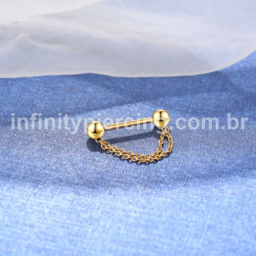 Piercing Barbell Titânio  Com Corrente