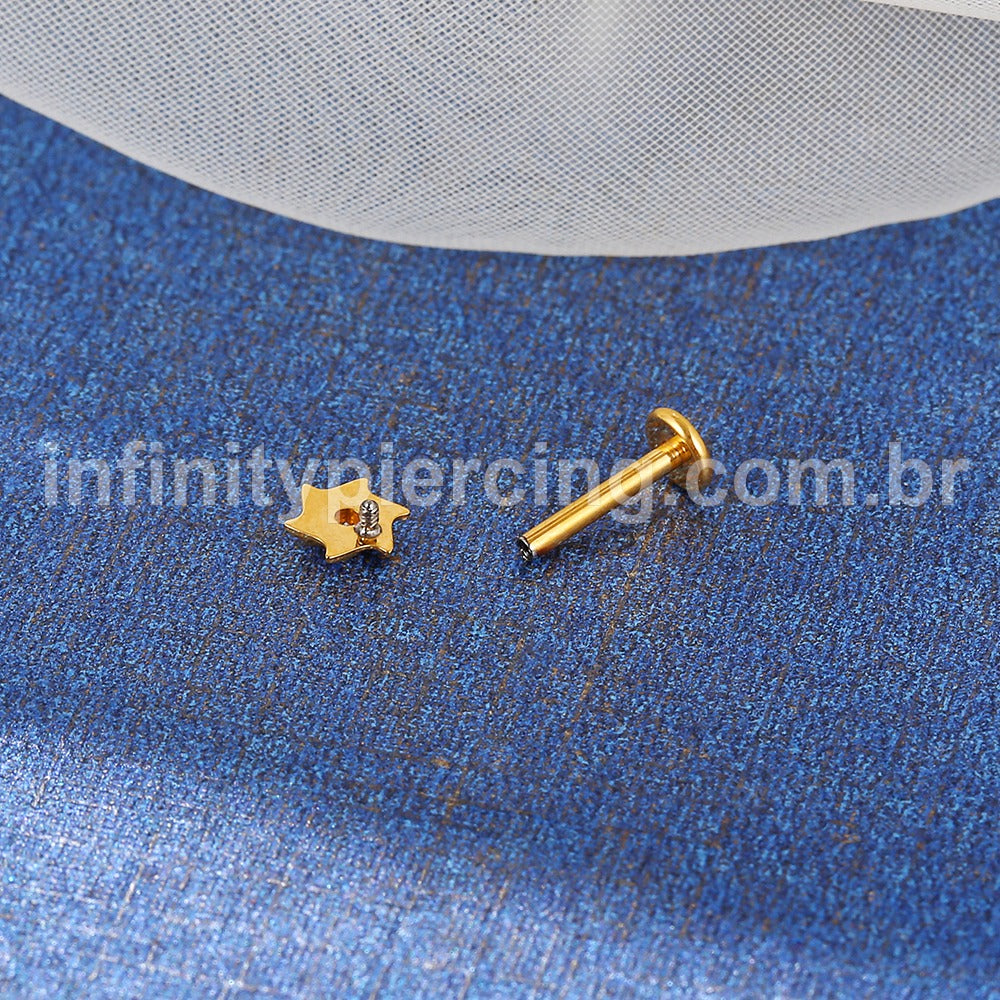 Piercing Labret Titânio Flor Espiral Zircônia Cravejada
