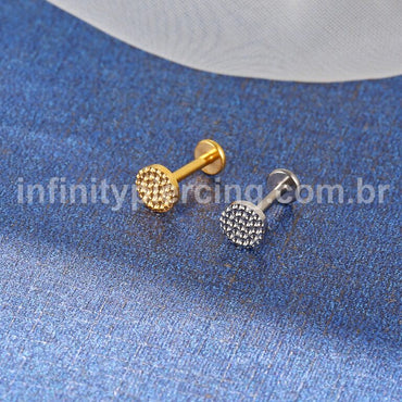 Piercing Labret Titânio Redondo Detalhado