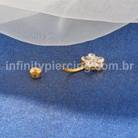 Piercing Banana Titânio Flor Zircônia