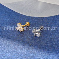 Piercing Labret Titânio Zircônia Cravejada