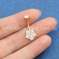 Piercing Banana Titânio Flor Zircônia
