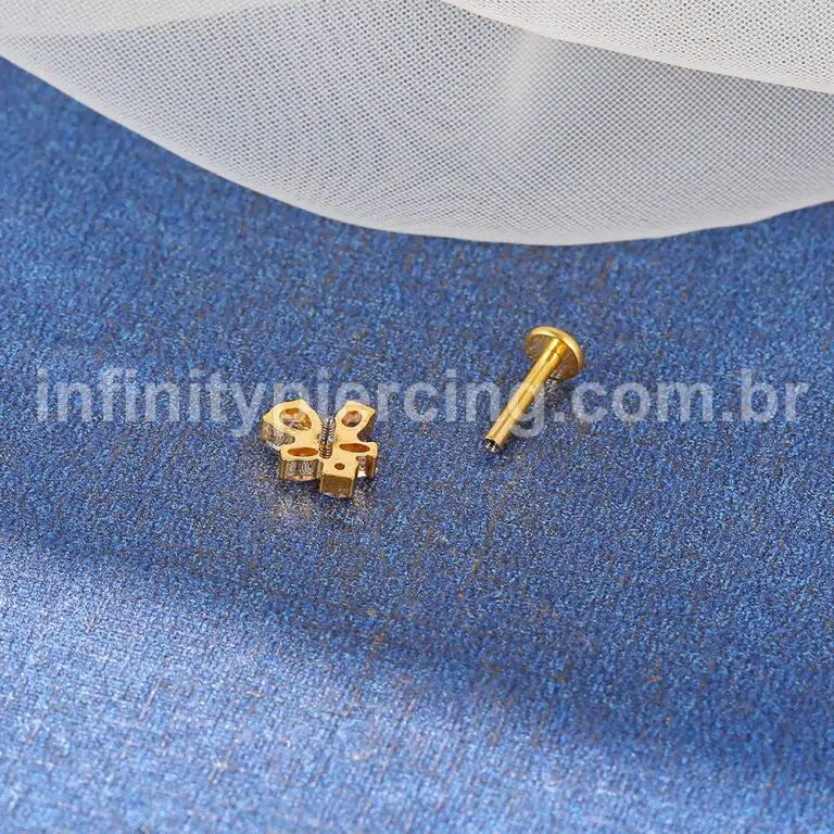 Piercing Labret Titânio Zircônia Cravejada