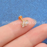 Piercing Labret Titânio Zircônia Cravejada