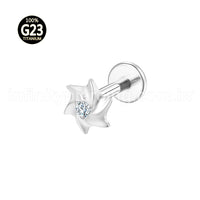 Piercing Labret Titânio Flor Espiral Zircônia Cravejada