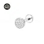 Piercing Labret Titânio Redondo Detalhado