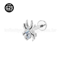 Piercing Labret Titânio Aranha Com Zircônia Cravejada