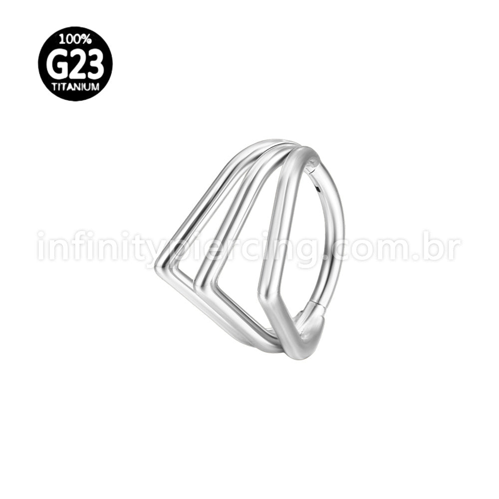 Piercing Argola Gota Três Fileira Titânio Segmento Articulado