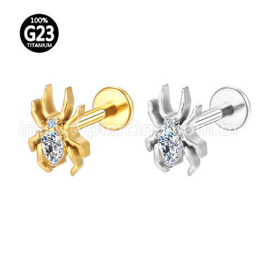 Piercing Labret Titânio Aranha Com Zircônia Cravejada