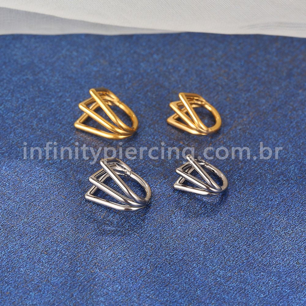 Piercing Argola Gota Três Fileira Titânio Segmento Articulado