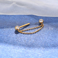 Piercing Mamillo Titânio Zircônia Com Corrente