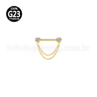 Piercing Mamillo Titânio Zircônia Com Corrente