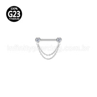 Piercing Mamillo Titânio Zircônia Com Corrente