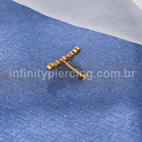 Piercing Labret Aço Cirúrgico Cluster 5 Zircônias Indiano