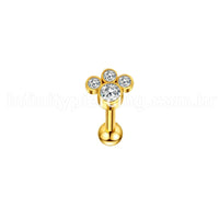 Piercing Minibarbell Aço Cirúrgico 4 Zircônia Cravada