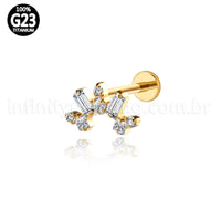 Piercing Labret Titânio Cluster Zircônia Cravejada