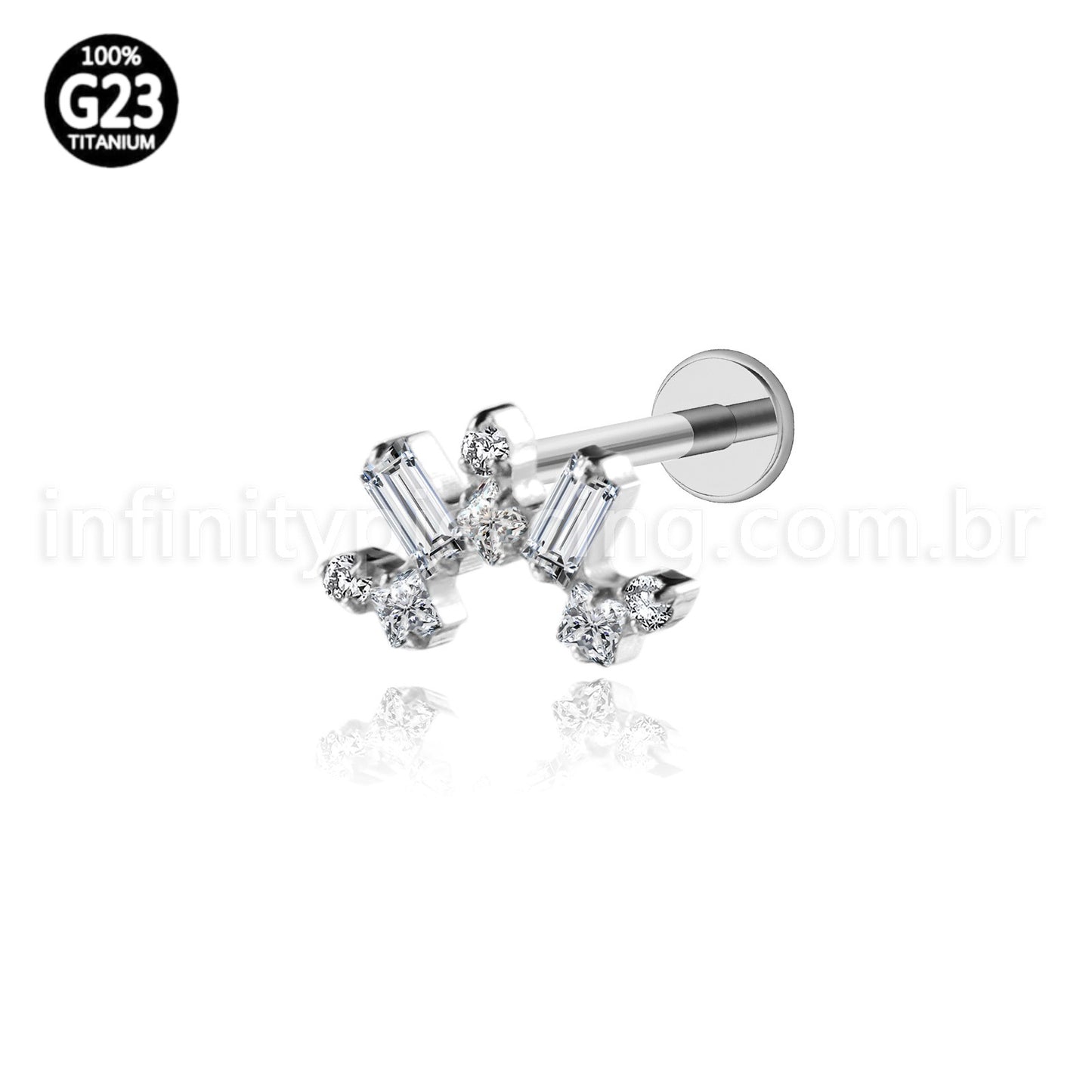 Piercing Labret Titânio Cluster Zircônia Cravejada