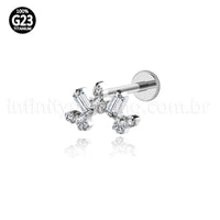 Piercing Labret Titânio Cluster Zircônia Cravejada