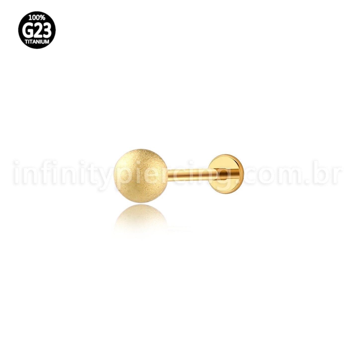 Piercing Labret Titânio Bolinha Fosca