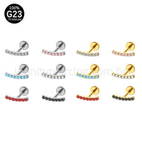 Piercing Labret Titânio Barra Curva Zircônia