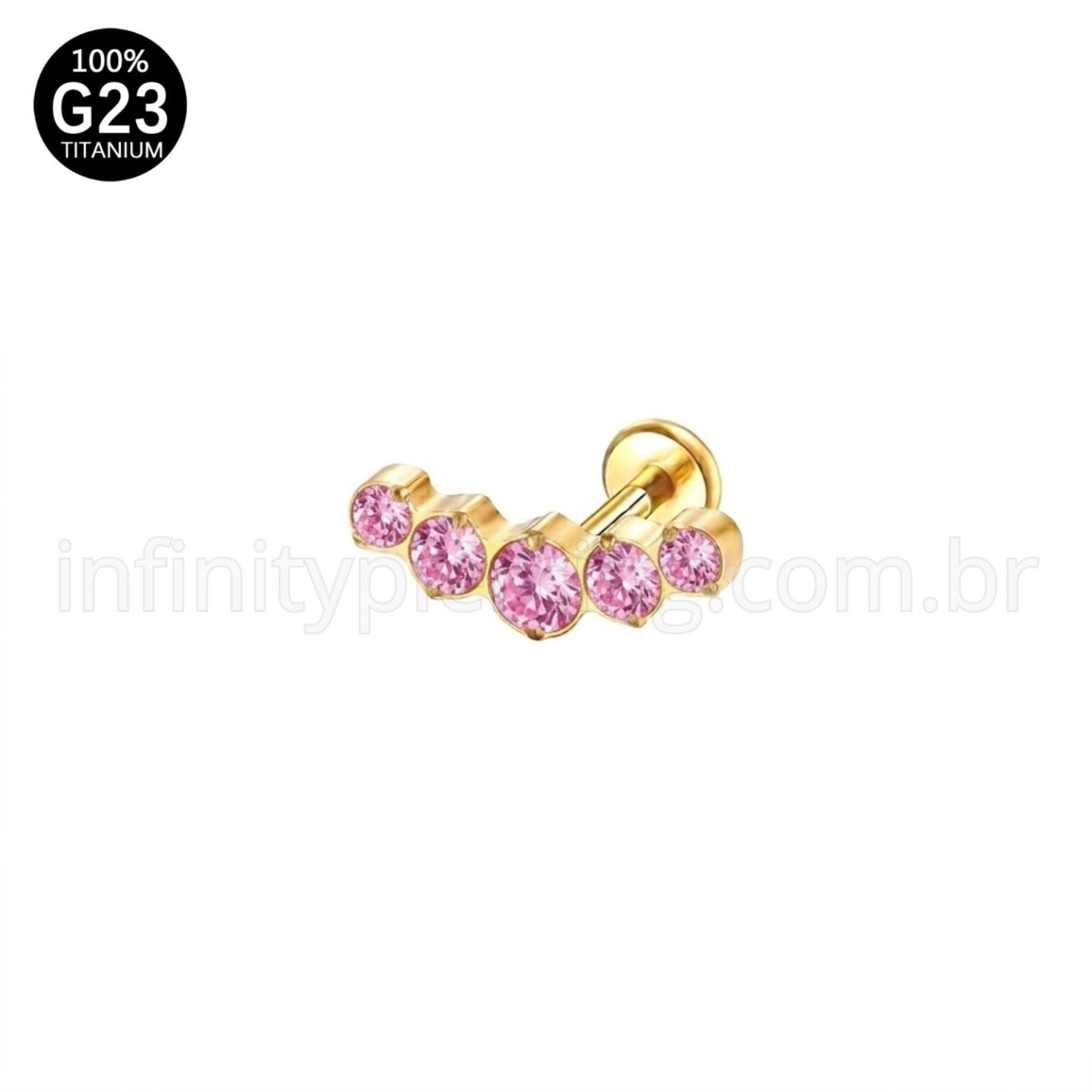 Piercing Labret Titânio Cluster Zircônias Cravejadas