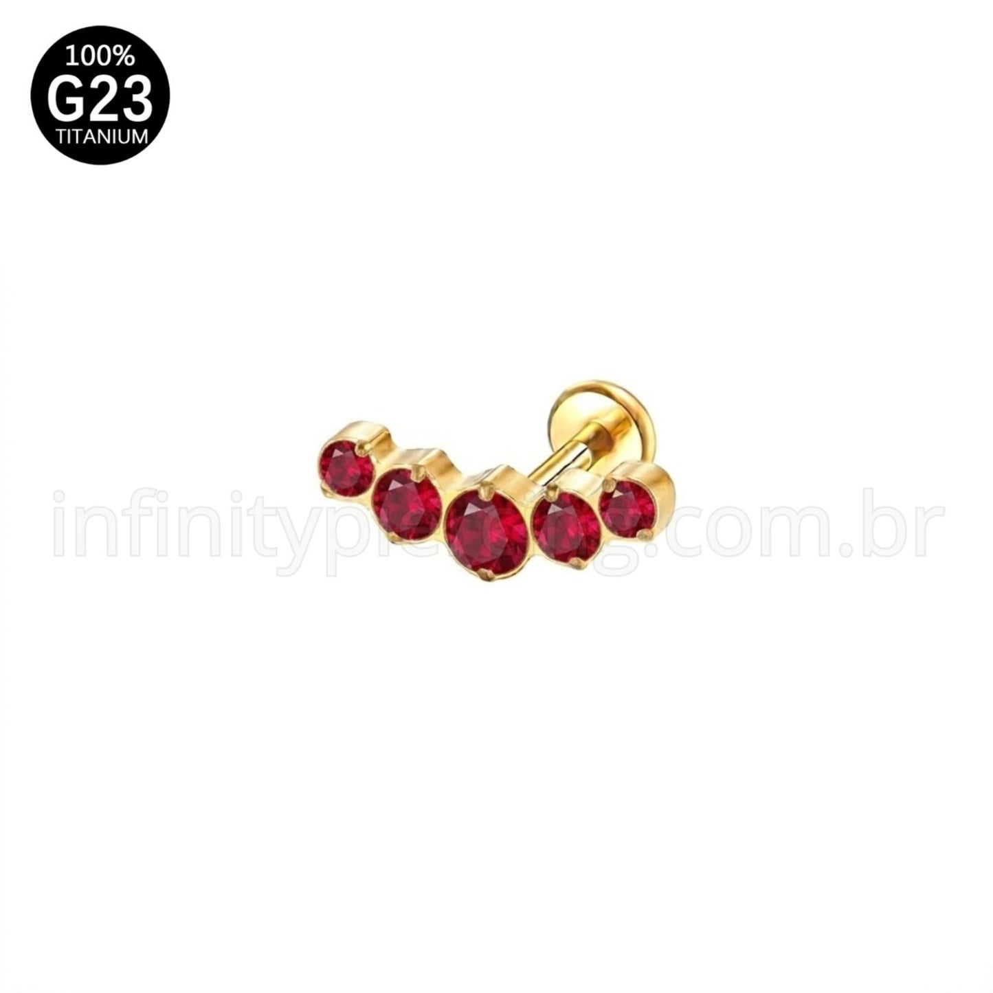 Piercing Labret Titânio Cluster Zircônias Cravejadas