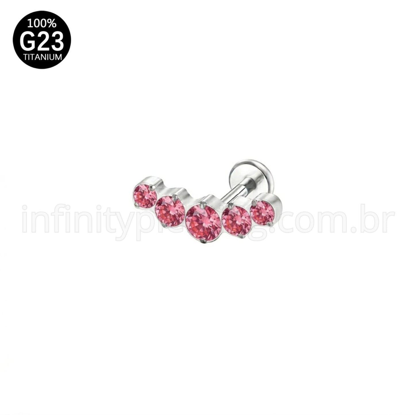 Piercing Labret Titânio Cluster Zircônias Cravejadas