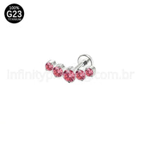 Piercing Labret Titânio Cluster Zircônias Cravejadas