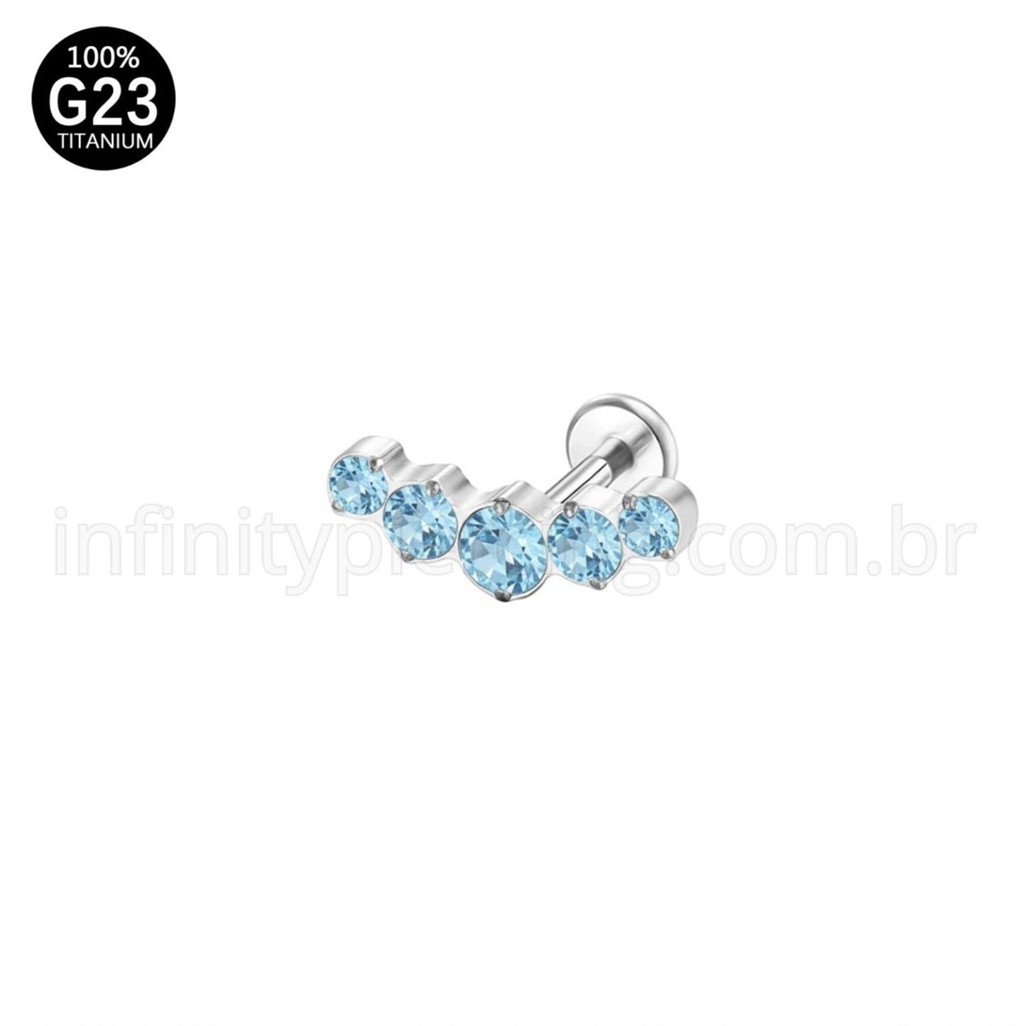 Piercing Labret Titânio Cluster Zircônias Cravejadas