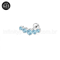 Piercing Labret Titânio Cluster Zircônias Cravejadas