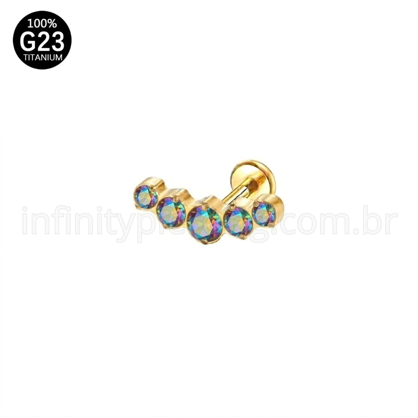 Piercing Labret Titânio Cluster Zircônias Cravejadas